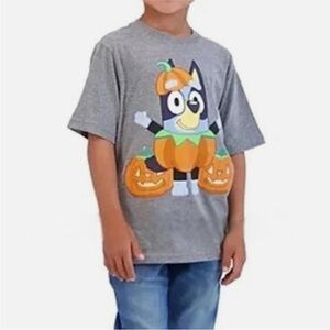 Bluey the dog Gray Halloween Pumpkin Tee T-Shirt Kids Unisex size 10/12